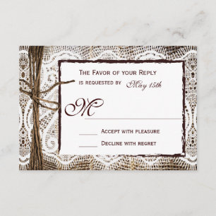 Rustic Land Burlap Snöre Twine Bröllop OSA Kort
