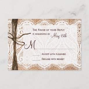 Rustic Land Burlap Snöre Twine Bröllop OSA Kort