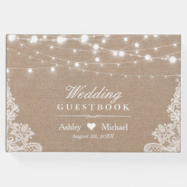 Rustic Land Burlap String Ljus Snöre Bröllop Gästböcker