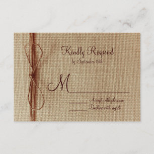 Rustic Land Burlap Twine Bow-Bröllop OSA Kort