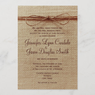 Rustic Land Burlap Twine Bow Wedding bjudande Inbjudningar