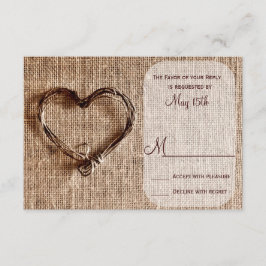 Rustic Land Burlap Twine Heart Bröllop OSA Kort