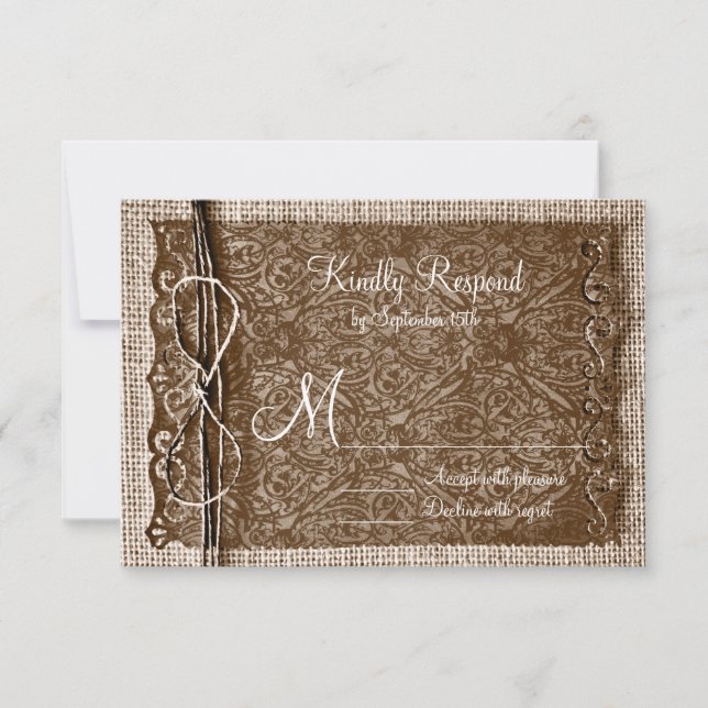 Rustic Land Burlap Twine Rulla Bröllop OSA Kort (Framsida)