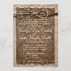 Rustic Land Burlap Twine Rulla Bröllopsinbjudans Inbjudningar