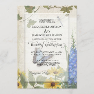 Rustic Land Butterfly Dragonfly Daisy Blommigt Inbjudningar