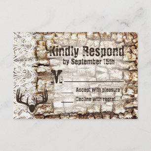 Rustic Land Camo Hunting Antlers Bröllop OSA Kort