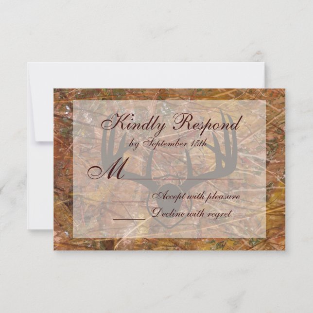 Rustic Land Camo Hunting Antlers Bröllop OSA Kort (Framsida)
