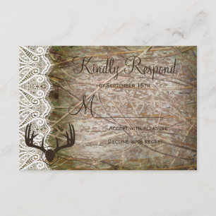 Rustic Land Camo Hunting Antlers Bröllop OSA Kort