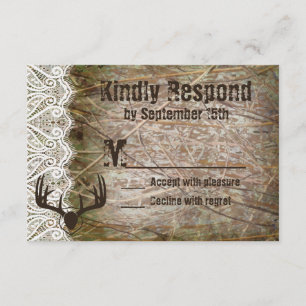 Rustic Land Camo Hunting Antlers Bröllop OSA Kort