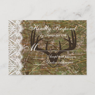 Rustic Land Camo Hunting Antlers Bröllop OSA Kort