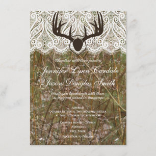Rustic Land Camo Hunting Antlers bröllopsinbjudan Inbjudningar
