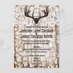 Rustic Land Camo Hunting Antlers bröllopsinbjudan Inbjudningar