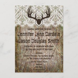 Rustic Land Camo Hunting Antlers bröllopsinbjudan Inbjudningar