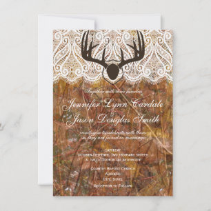 Rustic Land Camo Hunting Antlers bröllopsinbjudan Inbjudningar