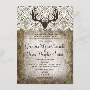 Rustic Land Camo Hunting Antlers bröllopsinbjudan Inbjudningar