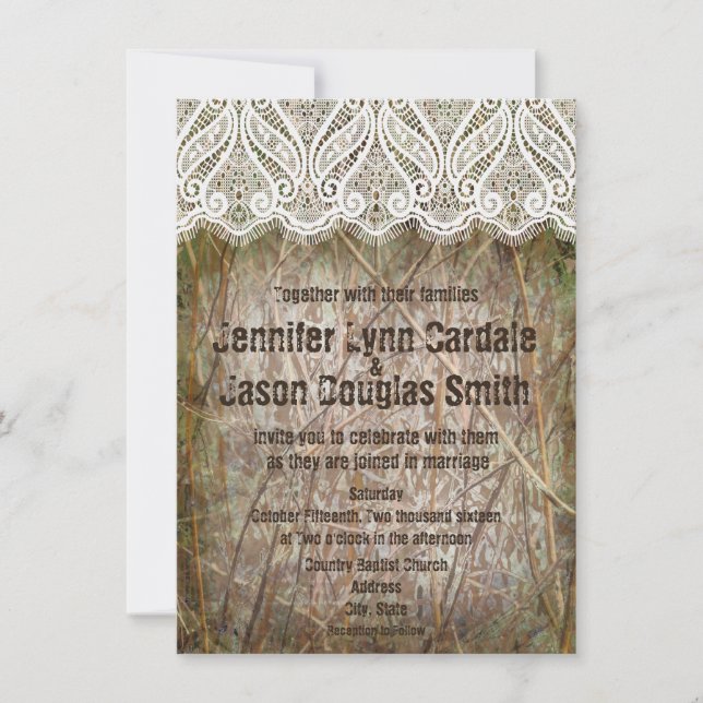 Rustic Land Camo Hunting Wedding bjudits in Inbjudningar (Framsida)