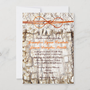Rustic Land Camo Orange Bow Wedding bjudits in Inbjudningar