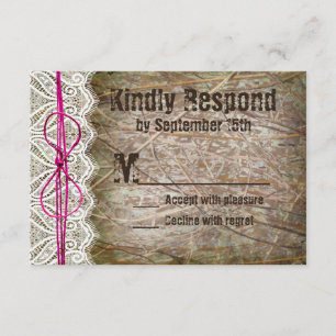 Rustic Land Camo Rosa Bow Bröllop OSA Card Kort