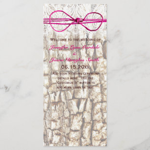 Rustic Land Camo Rosa Bow bröllopsinbjudningar Program