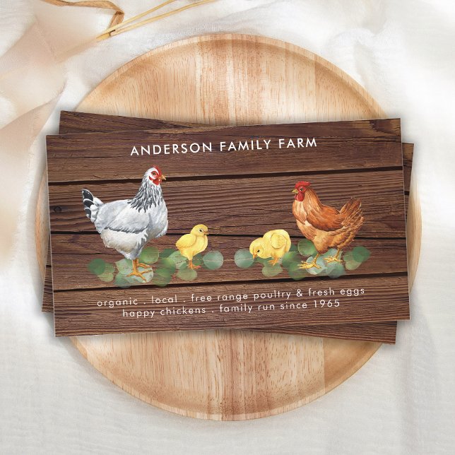 Rustic Land Chicken Farm Fresh Eggs QR-kod Visitkort (Skapare uppladdad)