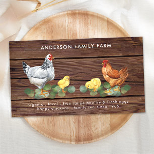 Rustic Land Chicken Farm Fresh Eggs Watercolor Visitkort