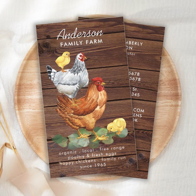 Rustic Land Chicken Hens Farm Fresh Eggs Farmer Visitkort (Skapare uppladdad)