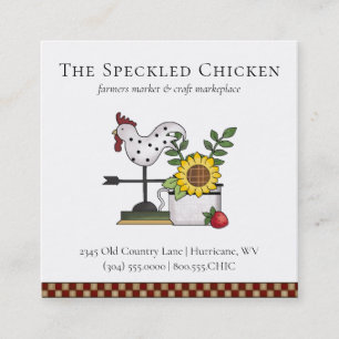 Rustic Land Chicken Tupp QR-kod Fyrkantigt Visitkort