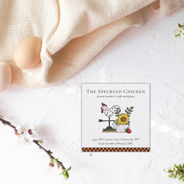 Rustic Land Chicken Tupp QR-kod Square Buss Fyrkantigt Visitkort (Skapare uppladdad)