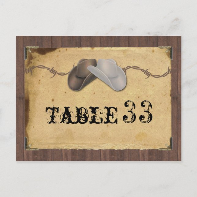 Rustic Land Cowboy Hats Barbed Bordsnummer (Framsida)