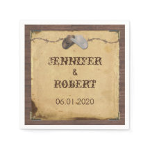 Rustic Land Cowboy Hats Bröllop Napkin