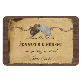 Rustic Land Cowboy Hats Bröllop spara datum Magnet