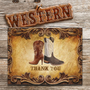 Rustic Land Cowboy Westernare Bröllop tack Vykort