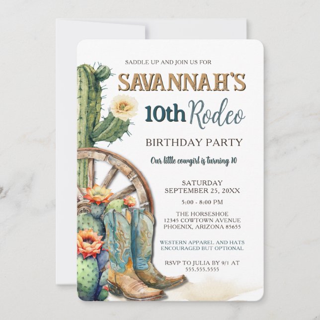 Rustic Land Cowgirl Western Rodeo Birthday Inbjudningar (Framsida)