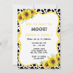 Rustic Land Cowprint & Solros Inbjudningar