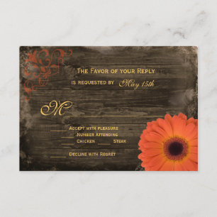 Rustic Land Daisy Barn Wood Bröllop OSA Card Kort