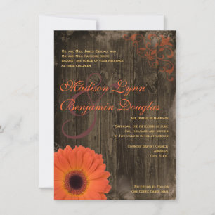 Rustic Land Daisy Barn Wood Wedding bjudits in Inbjudningar