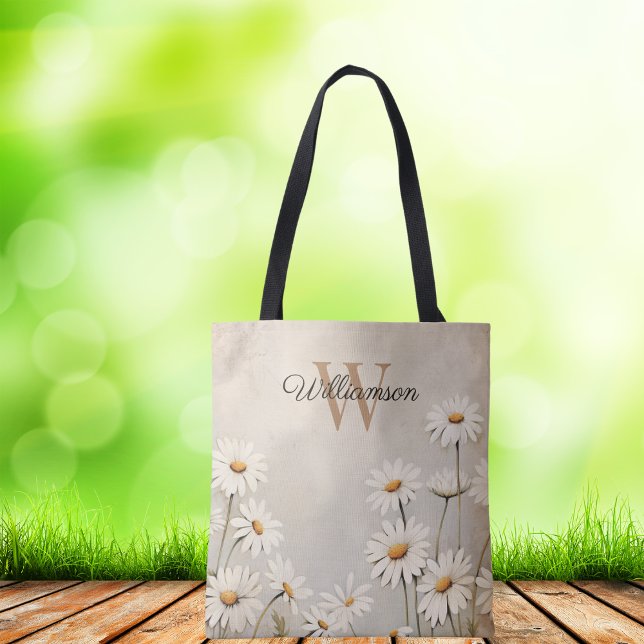 Rustic Land Daisy Monogram Tygkasse (Skapare uppladdad)