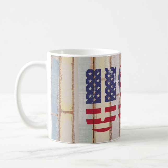 Rustic Land Distress USA flagga Wood Mönster Kaffemugg (Vänster)