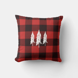 Rustic Land Evergreen Red & Black Flananlades Kudde