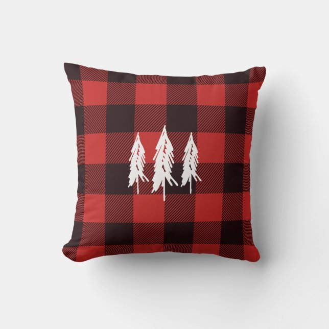 Rustic Land Evergreen Red & Black Flananlades Kudde (Framsida)