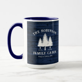 Rustic Land-familjens Cabin Träd Blue Wood Large Mugg