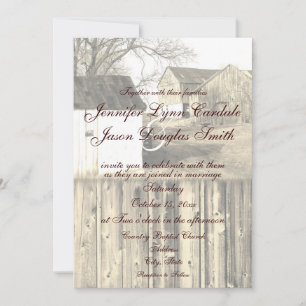 Rustic Land Farm Barn Wood bröllopsinbjudningar Inbjudningar