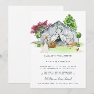 Rustic Land Farm Elegant Barn Bröllop Inbjudningar