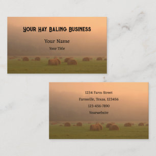 Rustic Land Farm Hay Bales Sunset Visitkort