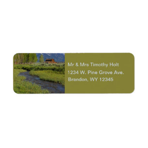 Rustic Land Farm Mormon Row Barns Returadress Etikett