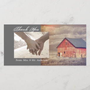 Rustic land farm red lada bröllop tack kort