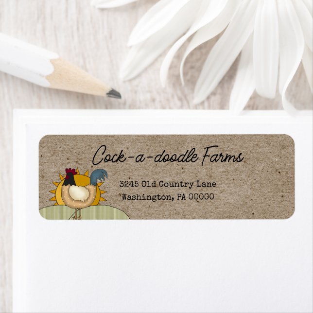 Rustic Land Farm Tupp Return-adressetikett Returadress Etikett (Insitu)