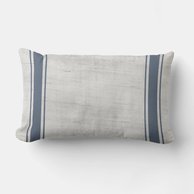 Rustic Land Farmhouse Blue Rand Canvas Lumbarkudde (Framsida)