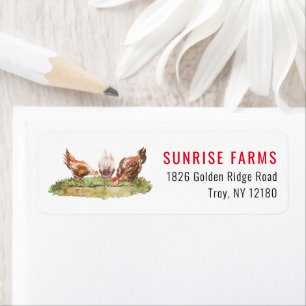 Rustic Land Farmhouse Chickens Returadress Etikett