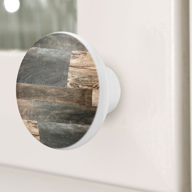 Rustic Land Farmhouse Grått Brown Barn Wood Knopp (Rustic Country Farmhouse Grey Brown Barn Wood Ceramic Knob)